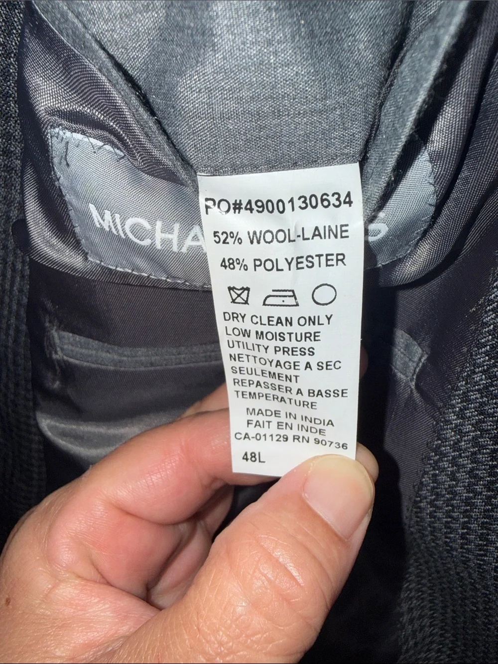 Michael Kors Mens Grey Houndstooth Wool Blend Sport Coat Blazer 48L